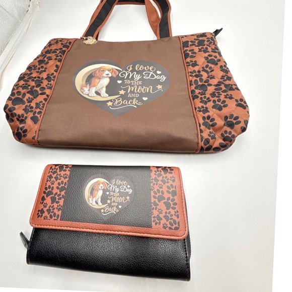 The Bradford Exchange Handbags - Bradford Exchange Beagle Dog To The Moon And Back Quilted Tote Bag & Wallet Set